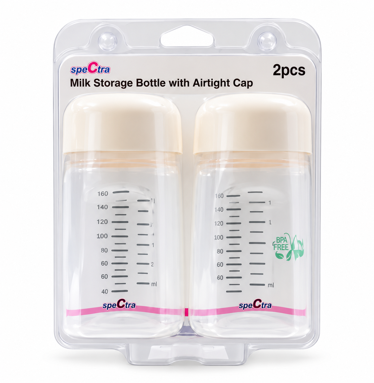 Spectra Breast Milk Storage Bottles with Airtight Caps | 160ml Pack of 2 | BPA-Free & Compatible with Spectra Breast Pumps