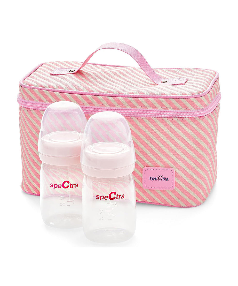 Spectra Cooler Kit – Insulated Breast Milk Storage Bag with Zipper Closure & Carry Handle | Holds Up to 6 Bottles | Includes Ice Pack & 2 BPA-Free 160ml Bottles