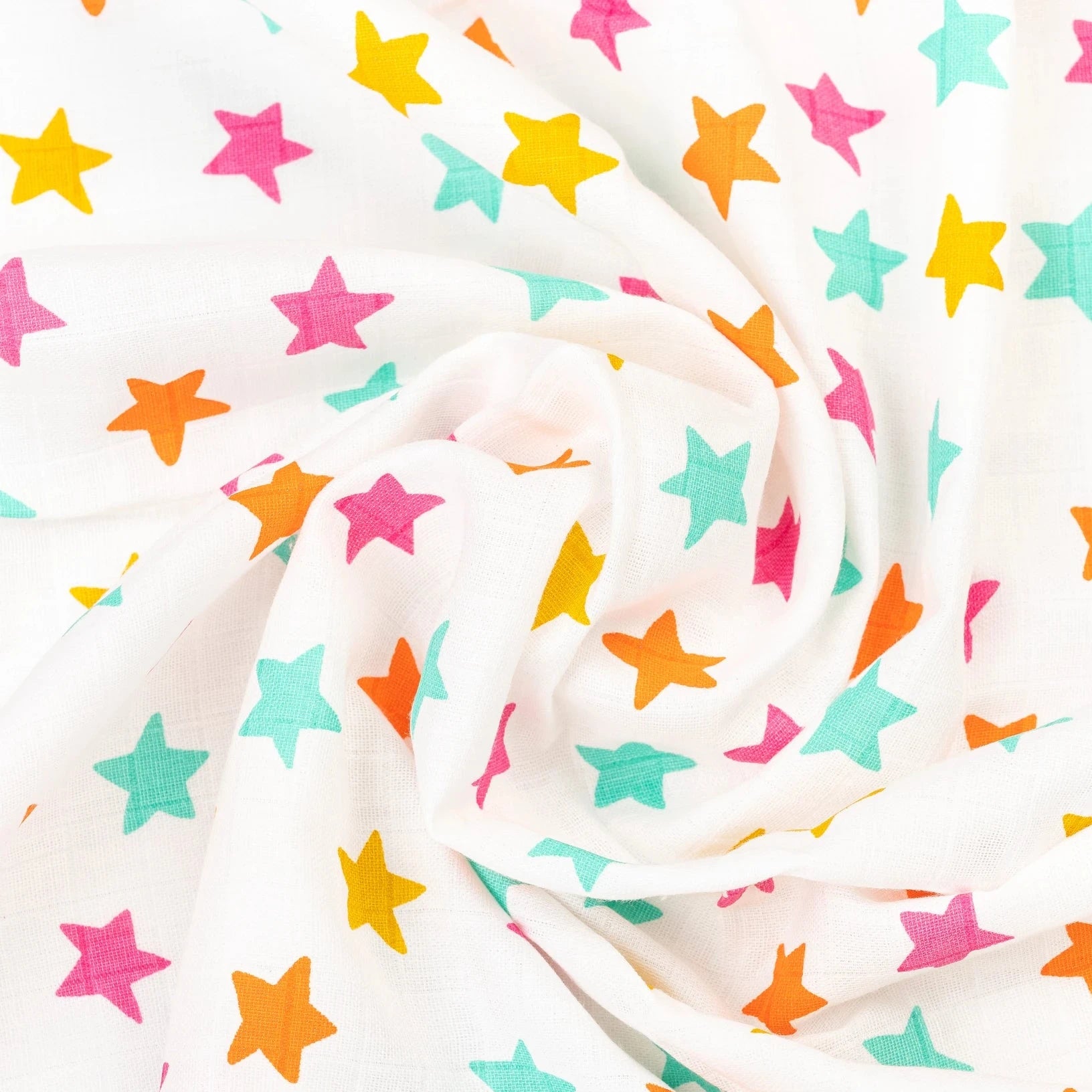 BeeLittle Organic Muslin Swaddle Blanket – Stars in Hues Pattern | Ultra-Soft, Breathable Baby Blanket for Newborns and Infants | 100 x 100 cm