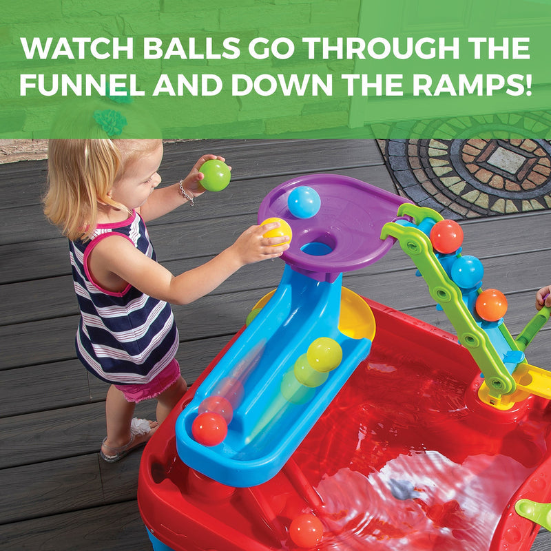 Step2 STEM Discovery Ball Table | Wet or Dry Water Table & Activity Playset for Toddlers | Includes Pulley System, Ramps, Flipper & 10 Balls | Indoor/Outdoor STEM Learning Toy | Age 2+ Years