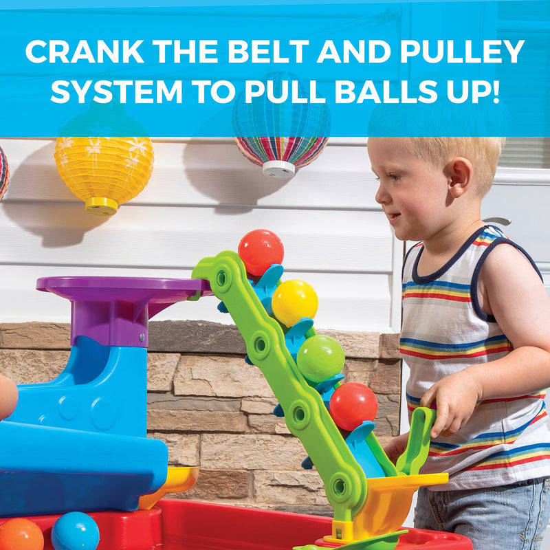 Step2 STEM Discovery Ball Table | Wet or Dry Water Table & Activity Playset for Toddlers | Includes Pulley System, Ramps, Flipper & 10 Balls | Indoor/Outdoor STEM Learning Toy | Age 2+ Years
