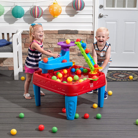 Step2 STEM Discovery Ball Table | Wet or Dry Water Table & Activity Playset for Toddlers | Includes Pulley System, Ramps, Flipper & 10 Balls | Indoor/Outdoor STEM Learning Toy | Age 2+ Years