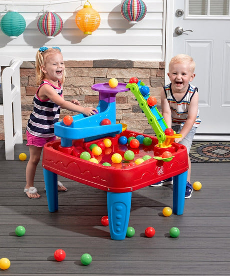Step2 STEM Discovery Ball Table | Wet or Dry Water Table & Activity Playset for Toddlers | Includes Pulley System, Ramps, Flipper & 10 Balls | Indoor/Outdoor STEM Learning Toy | Age 2+ Years - MINIMEE KIDS