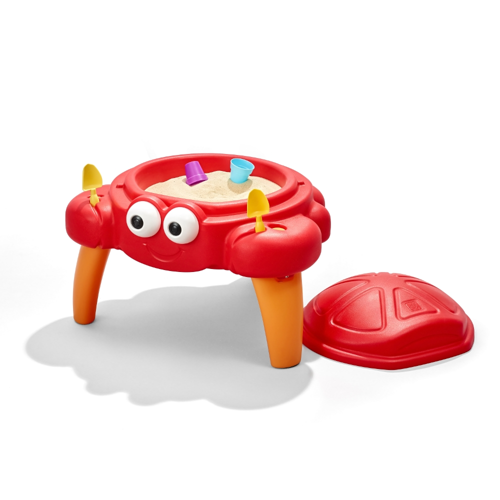 Step2 Crabbie Sand Table for Kids – Outdoor Crab-Themed Sensory Play Table with Lid & Accessories | Holds Up to 25 lbs Sand | Ages 1.5+ Years