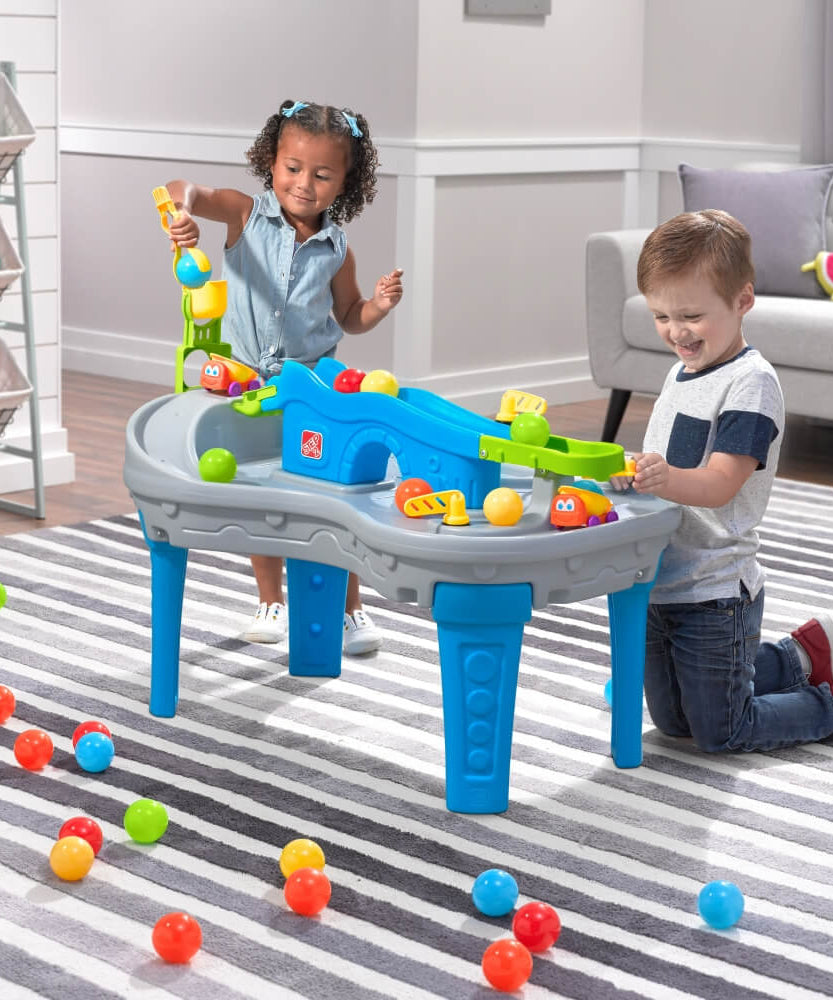 Step2 Ball Buddies Truckin' & Rollin' Play Table for Toddlers | 2+ Years | Fun Activity Table with Trucks, Balls, Tracks & Storage | Enhances Fine Motor Skills - MINIMEE KIDS