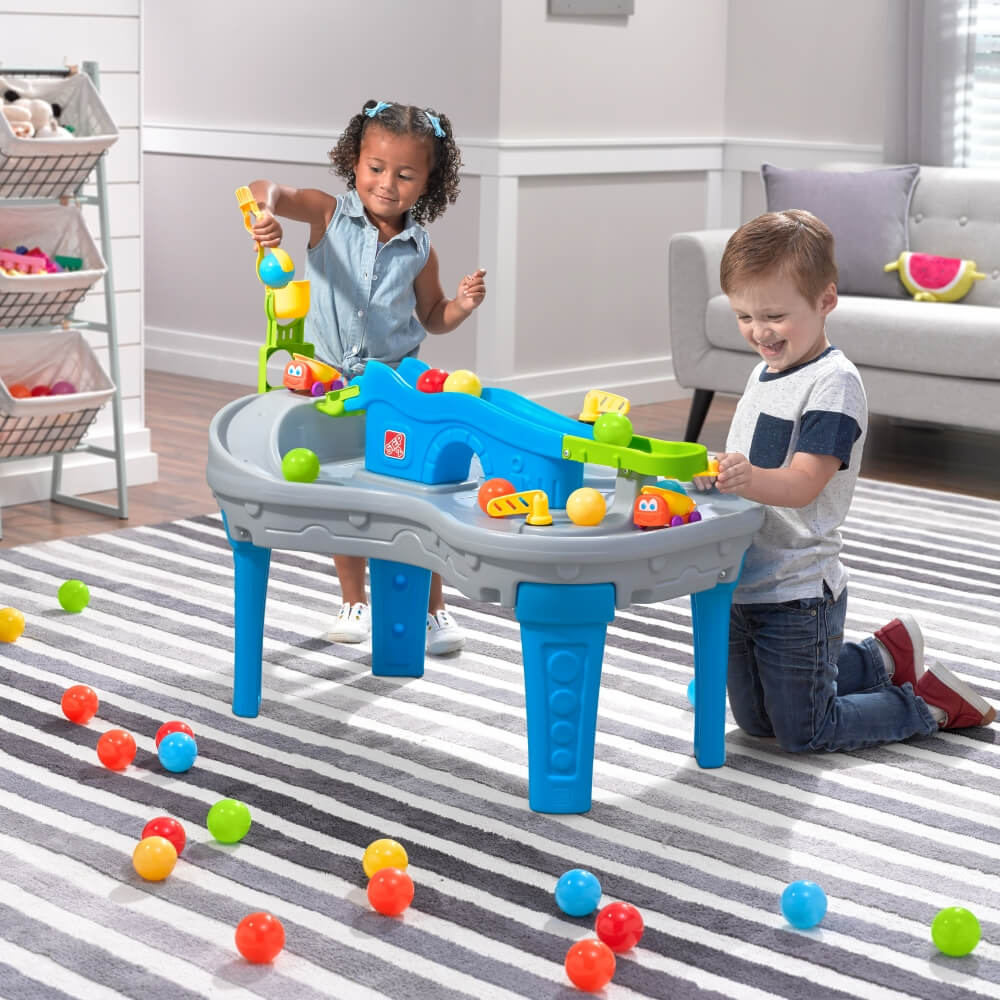 Step2 Ball Buddies Truckin' & Rollin' Play Table for Toddlers | 2+ Years | Fun Activity Table with Trucks, Balls, Tracks & Storage | Enhances Fine Motor Skills