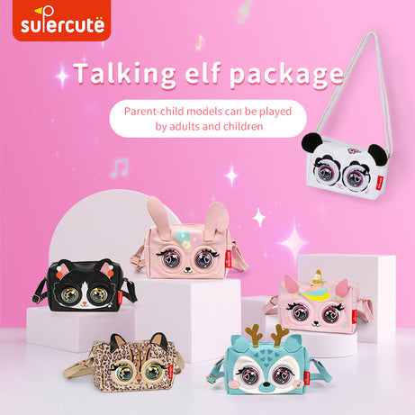 Supercute Talking Elf Interactive Messenger Bag Toy for Kids – Music, Sleep & Voice Modes | 6 Variants – Unicorn, Rabbit, Panda, Leopard, Black Cat & Fawn | Gift Box Packed | 3+ Years