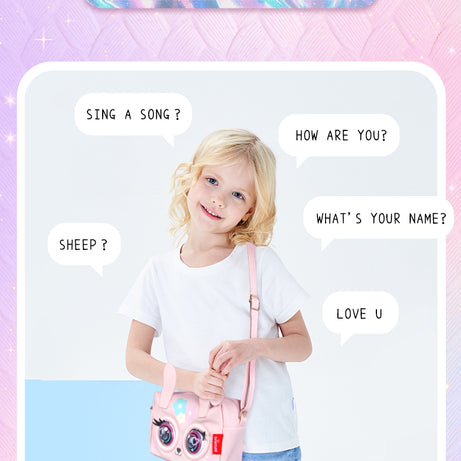 Supercute Talking Elf Interactive Messenger Bag Toy for Kids – Music, Sleep & Voice Modes | 6 Variants – Unicorn, Rabbit, Panda, Leopard, Black Cat & Fawn | Gift Box Packed | 3+ Years