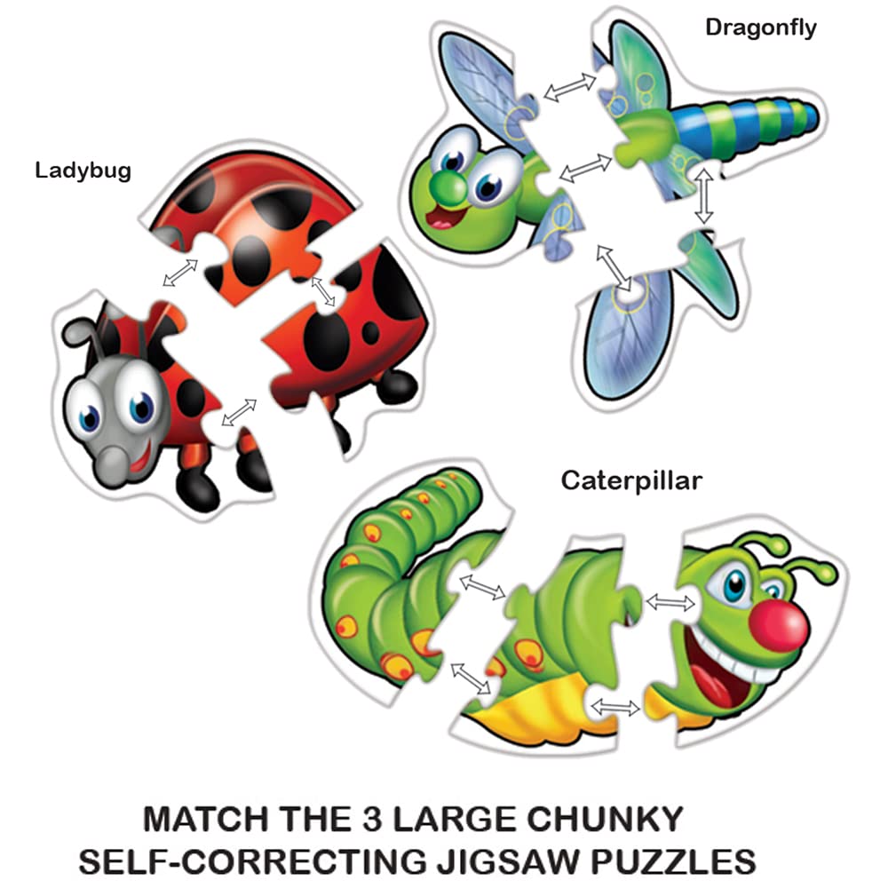 Toykraft My First Insects Puzzles Six 3-Piece Puzzles for Toddlers | Colorful, Engaging & Educational Jigsaw Puzzle for Ages 2+ - MINIMEE KIDS