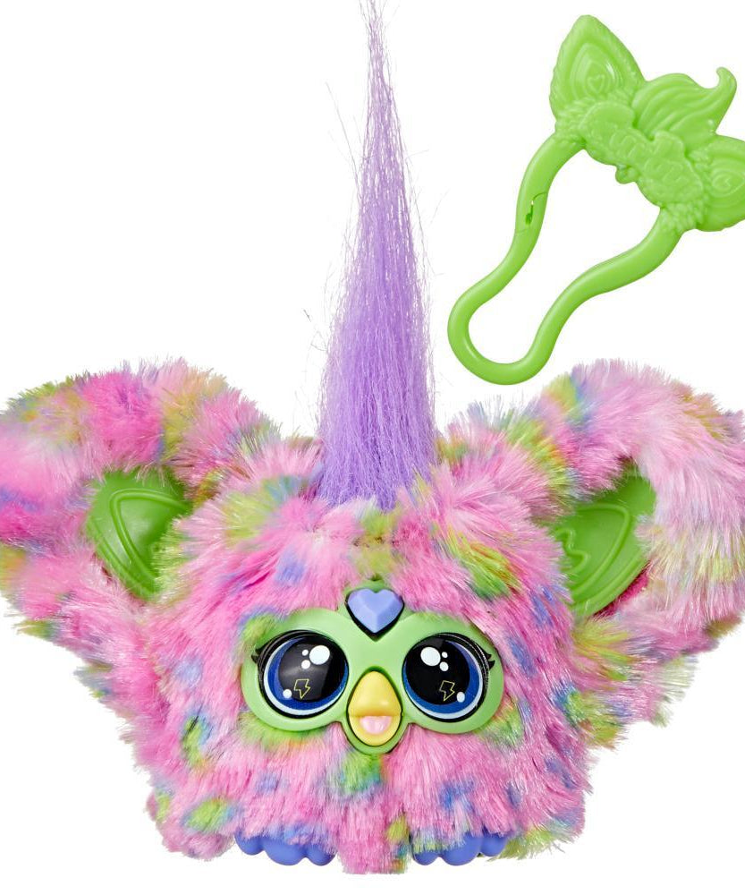 Furby Furblets Too-Koo Mini Electronic Plush Toy, Interactive Rockstar Friend with 45+ Rock 'n Roll Sounds & Songs, Peekaboo Ears, and Keychain Clip, for Kids Aged 6+