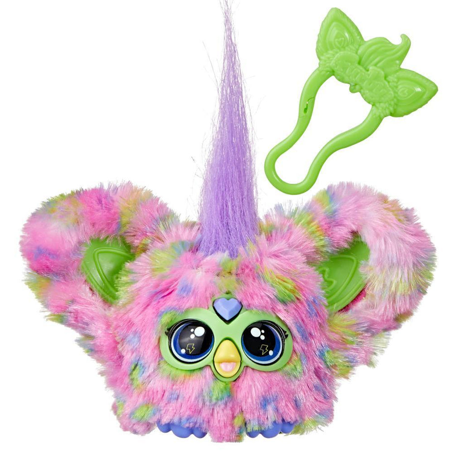 Furby Furblets Too-Koo Mini Electronic Plush Toy, Interactive Rockstar Friend with 45+ Rock 'n Roll Sounds & Songs, Peekaboo Ears, and Keychain Clip, for Kids Aged 6+