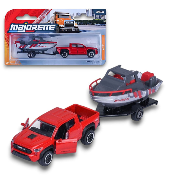 Majorette City Trailers Die-Cast Vehicle Set with Trailer – Metal Miniature Toy Vehicles | 6 Assorted Variants | Moving Parts | 13cm Collectible Toy Cars for Kids 3+ Years