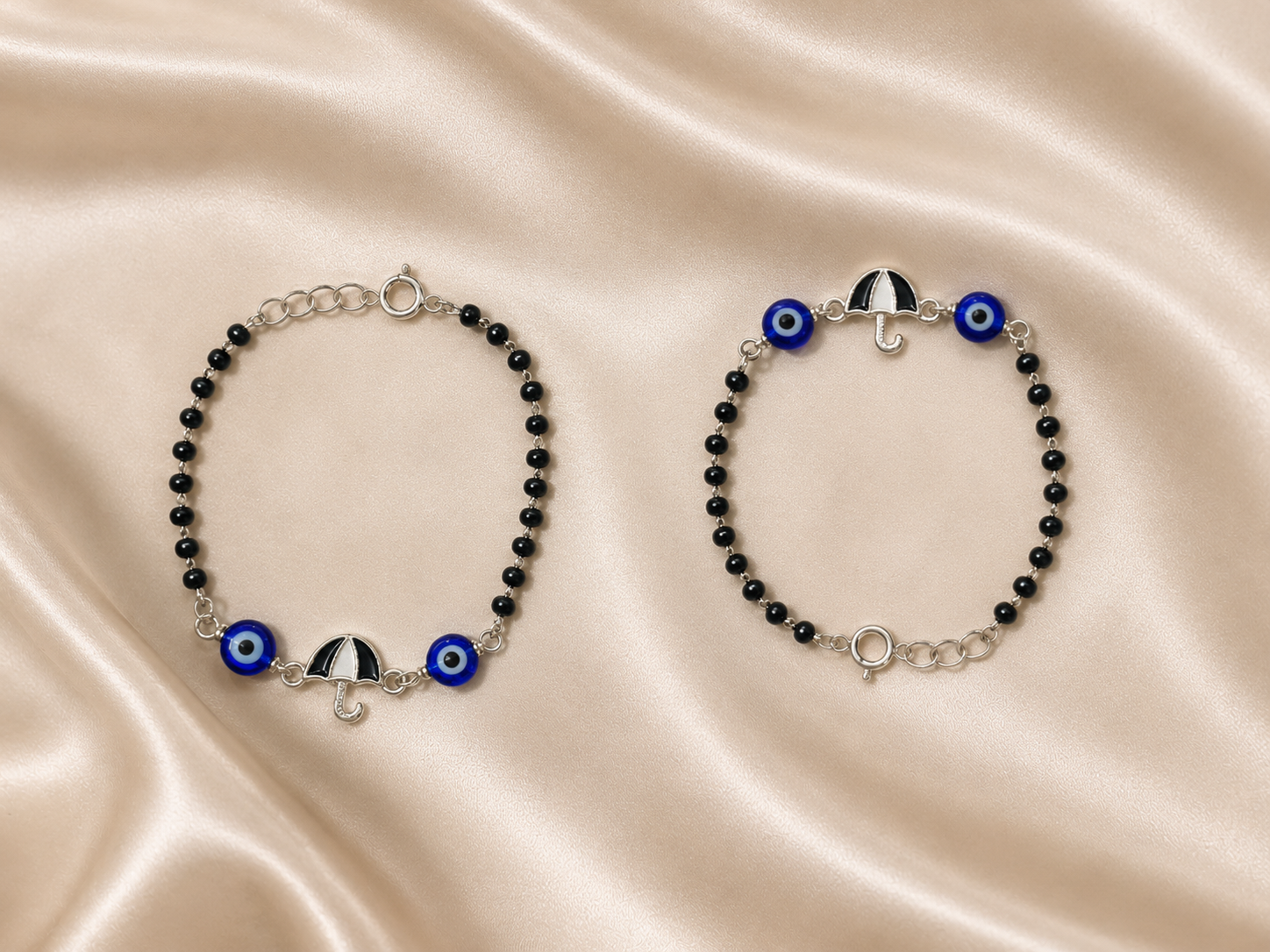 Protective Umbrella Enamel Nazariya - 925 Sterling Silver Evil Eye Bracelet for Kids