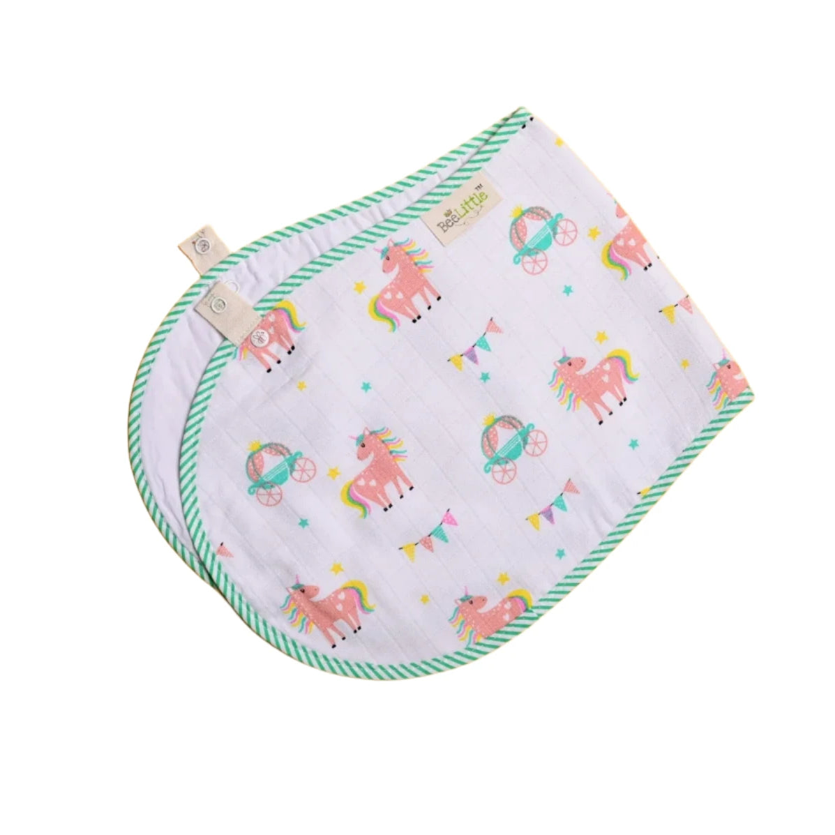 BeeLittle Organic Magic Unicorn Muslin Burpy Bib - 100% Cotton - 23"x9.5"