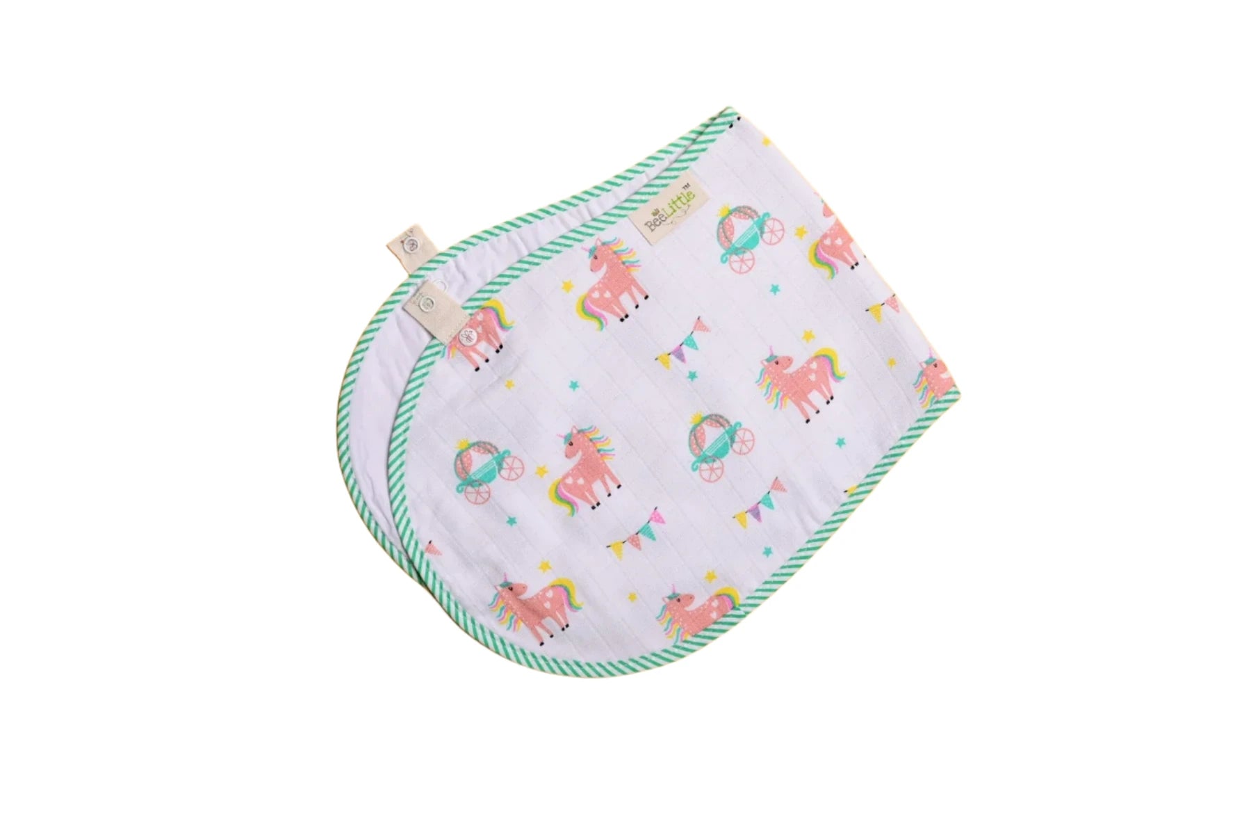 BeeLittle Organic Magic Unicorn Muslin Burpy Bib - 100% Cotton - 23"x9.5"