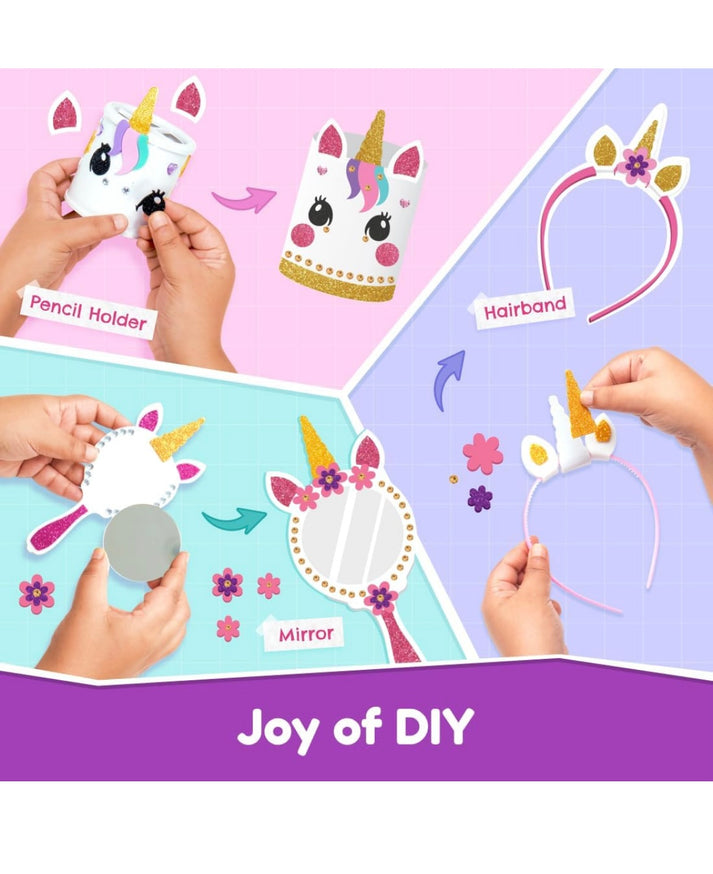 Bloomingo Unicorn Universe 6-in-1 DIY Craft Kit with Unicorn Plush Toy | Perfect for Ages 3+ | 200+ Piece Bundle Set