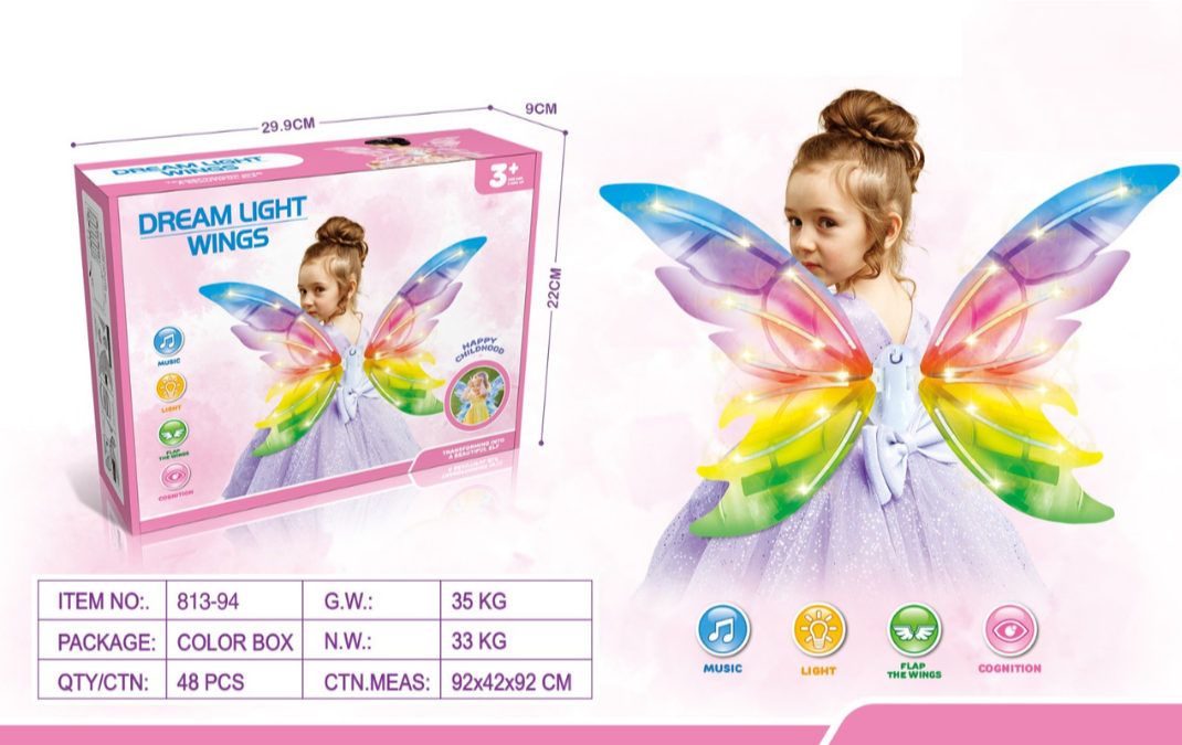 Dream Light Wings | Flap Wings with Music & Light | Enchanting Butterfly Wings with Music and Lights for Magical Playtime - MINIMEE KIDS