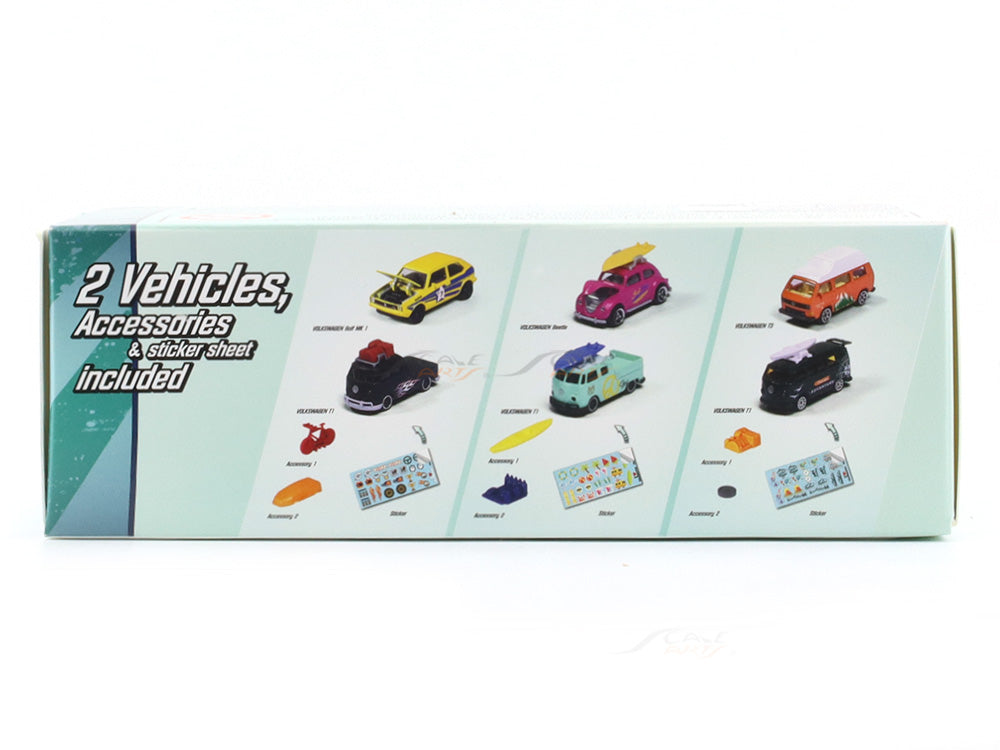 Majorette Volkswagen The Originals 2-Vehicle Gift Pack (3 Assorted Sets) | Officially Licensed Die-Cast Cars with Accessories & Sticker Sheet, for Kids & Collectors Aged 3+