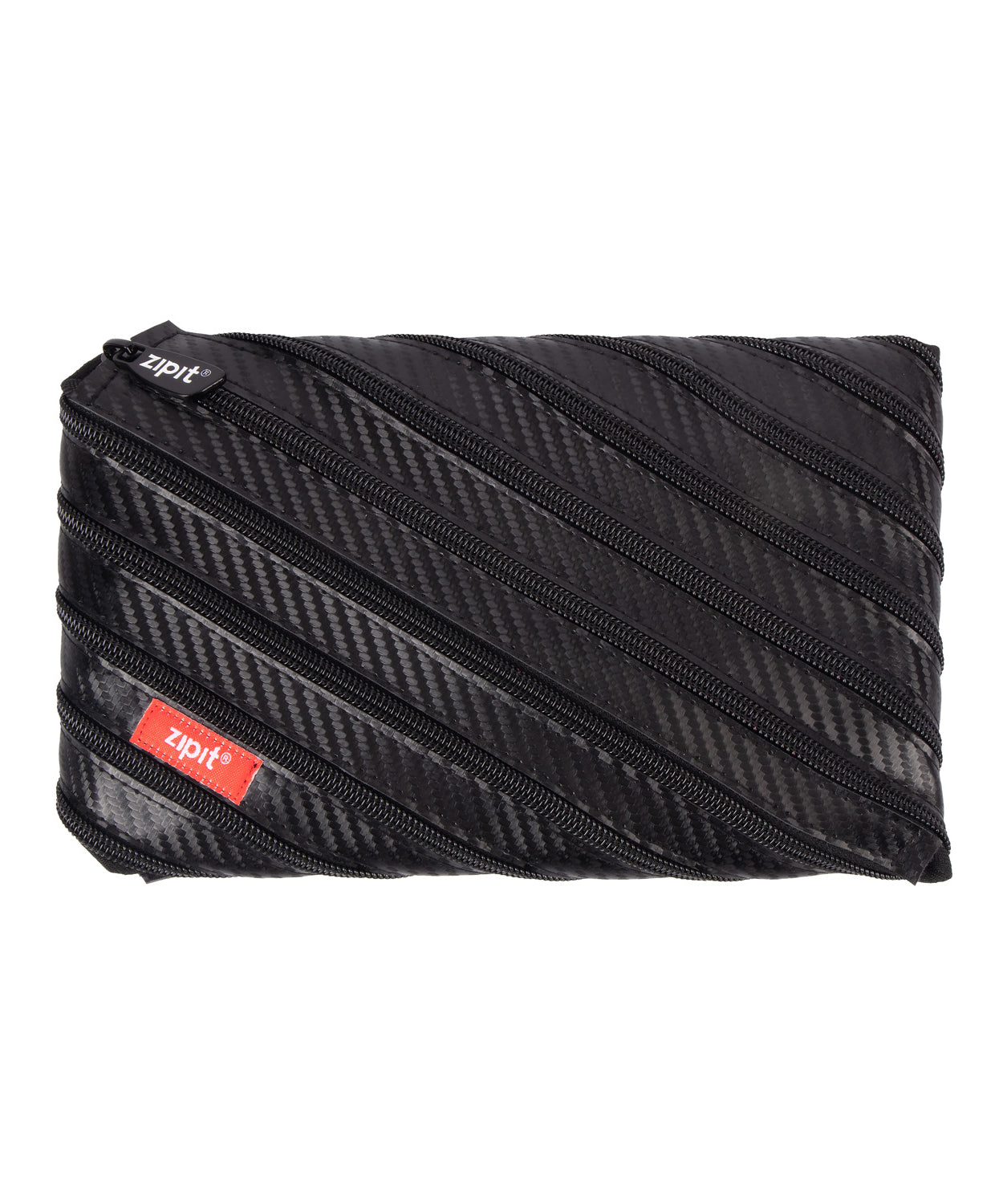 ZIPIT carbon fiber texture pencil case sleek black