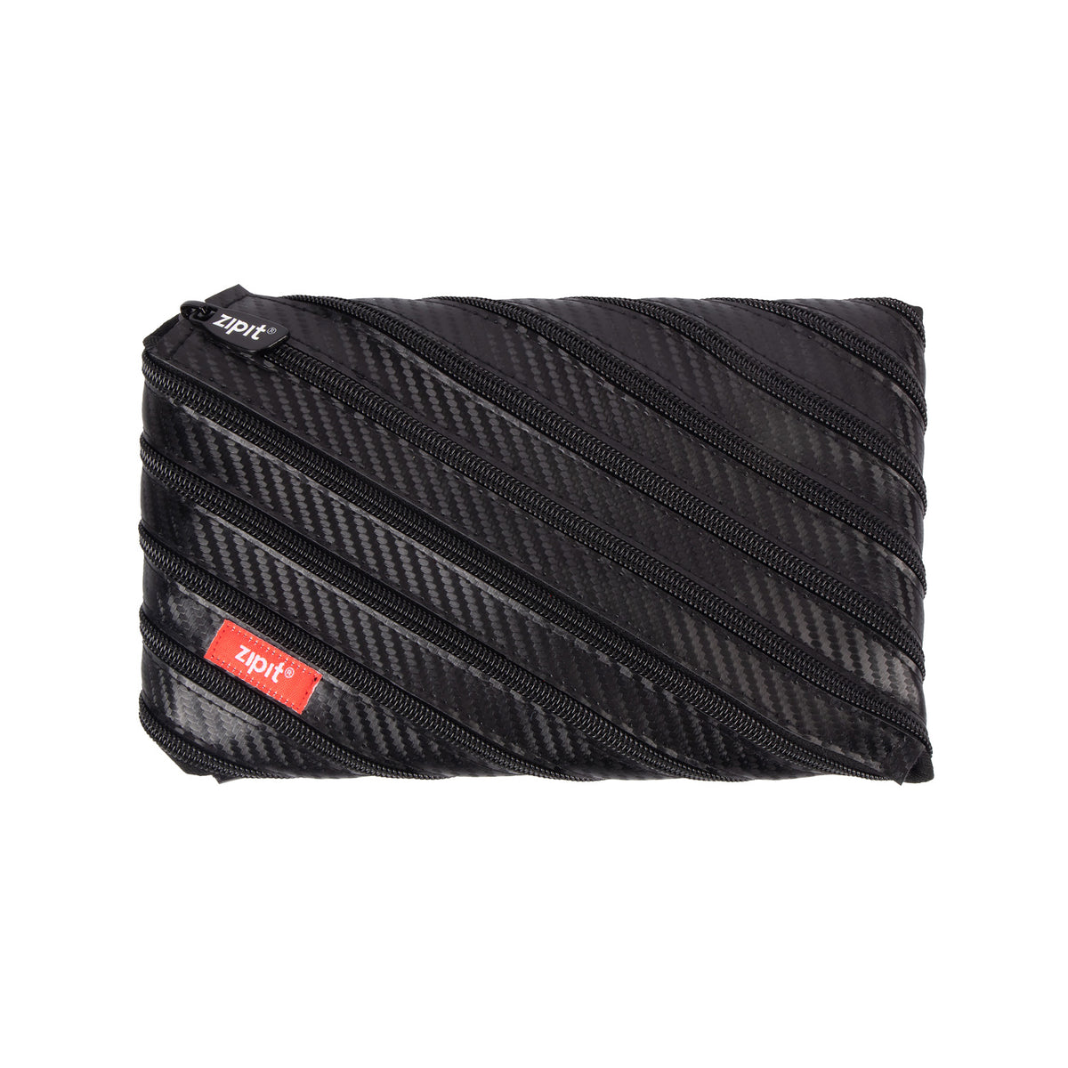 ZIPIT carbon fiber texture pencil case sleek black
