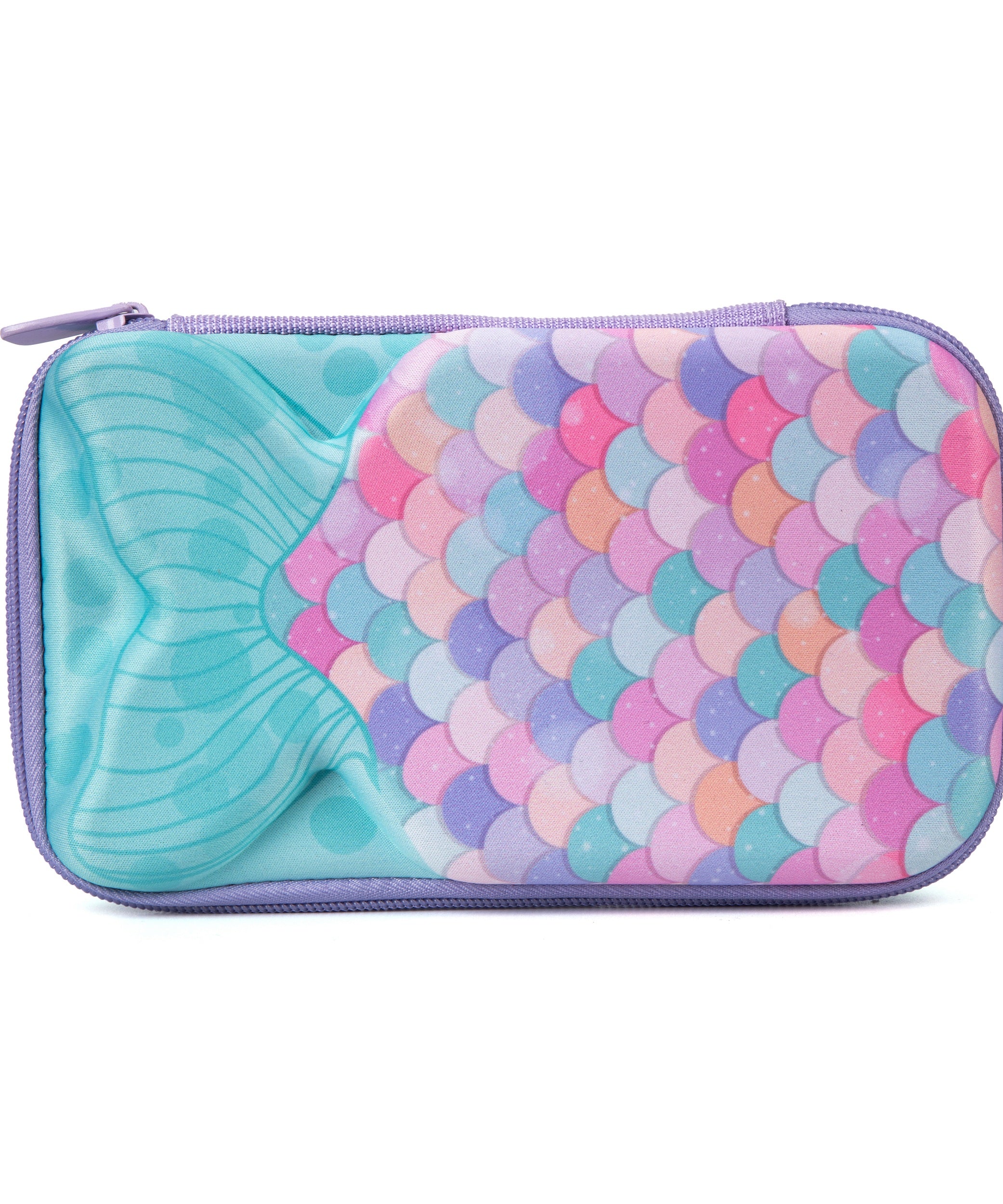 ZIPIT 3D Mermaid Hardtop Pencil Case for Girls – Embossed Mermaid Tail Hard Shell Pencil Box, Large Capacity Cute Stationery Organizer & Travel Makeup Pouch for School Supplies (Aqua Teal & Pink Scales)