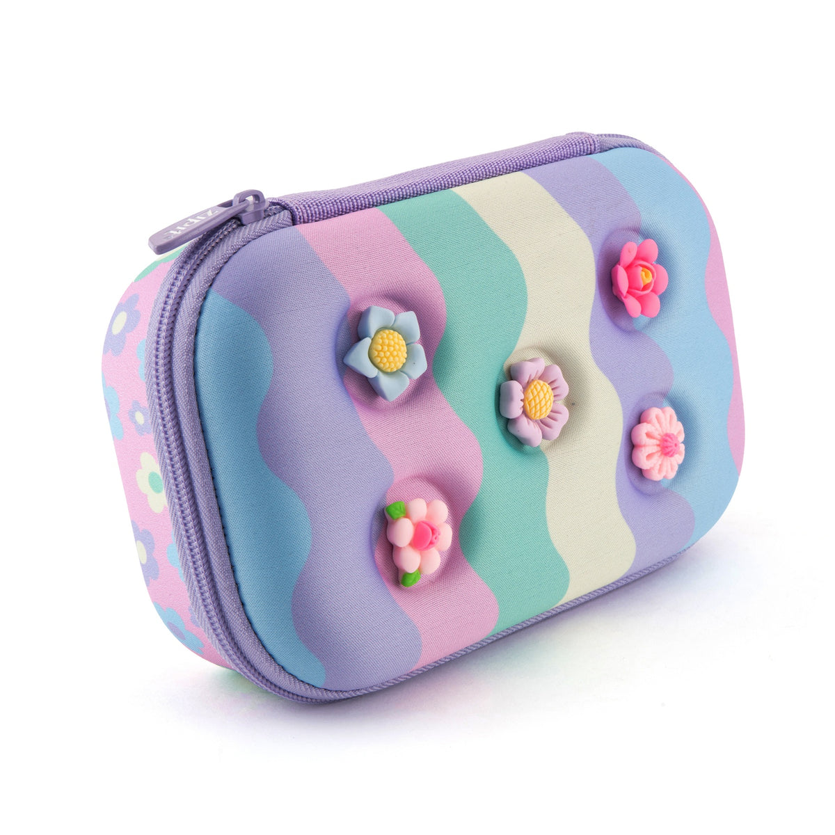 ZIPIT 3D Charms Hardtop Pencil Case for Kids – Molded Hard Shell Stationery Box with Tactile Rubber Charms, Large Capacity School Supplies Organizer for Boys & Girls (All-Star Sports & Pastel Flowers)