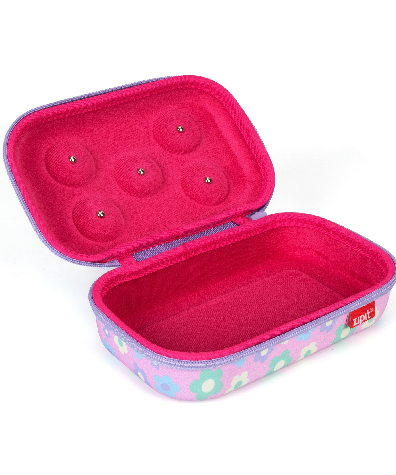 ZIPIT 3D Charms Hardtop Pencil Case for Kids – Molded Hard Shell Stationery Box with Tactile Rubber Charms, Large Capacity School Supplies Organizer for Boys & Girls (All-Star Sports & Pastel Flowers)