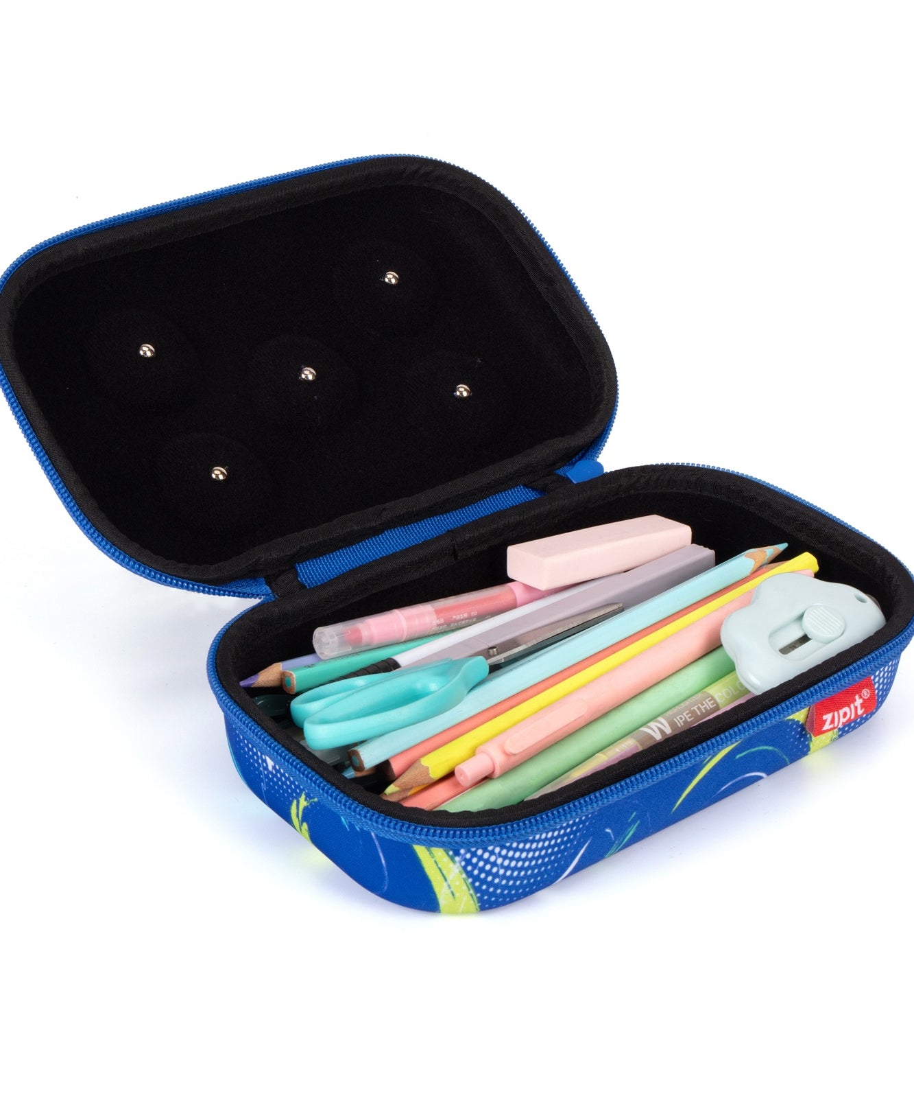 ZIPIT 3D Charms Hardtop Pencil Case for Kids – Molded Hard Shell Stationery Box with Tactile Rubber Charms, Large Capacity School Supplies Organizer for Boys & Girls (All-Star Sports & Pastel Flowers)