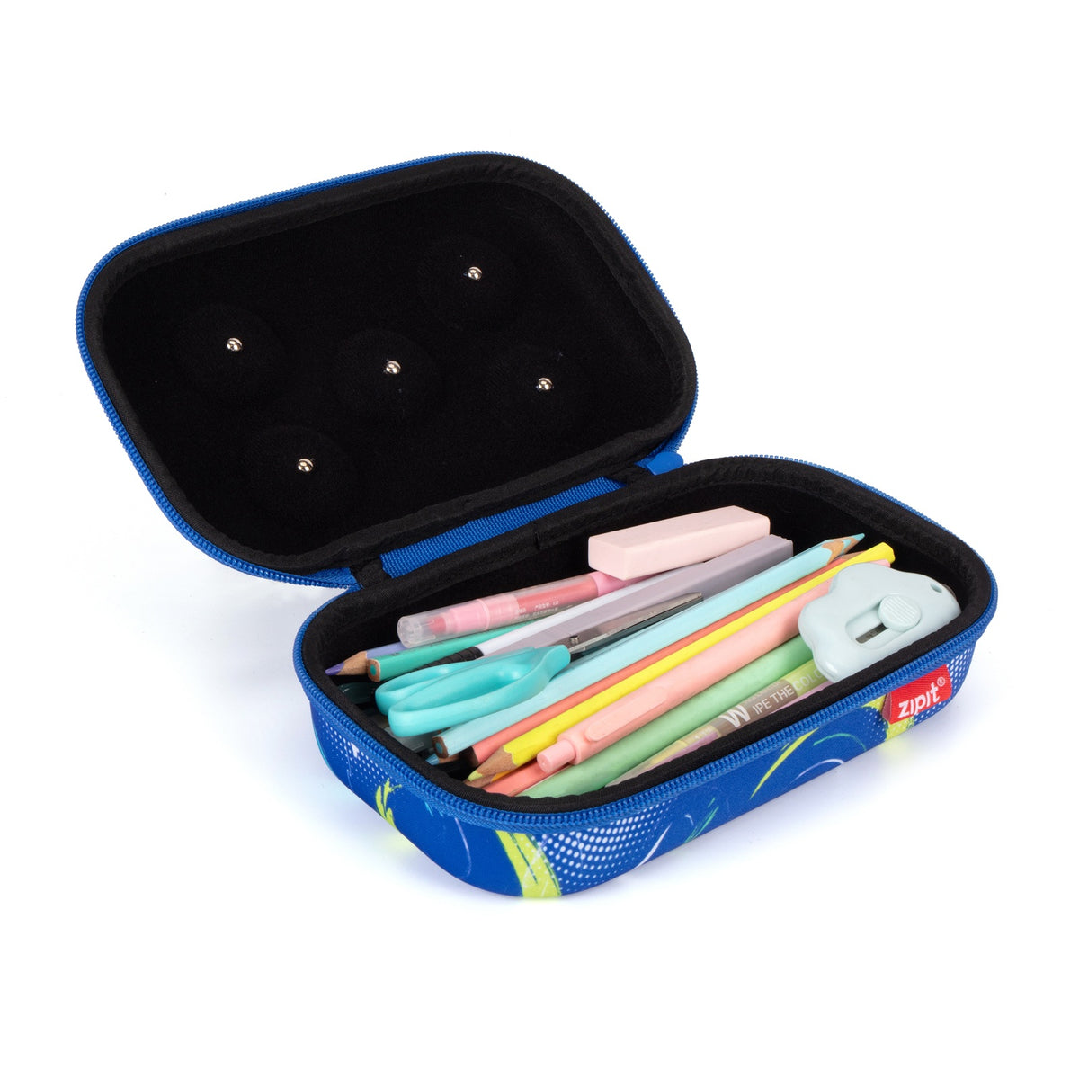 ZIPIT 3D Charms Hardtop Pencil Case for Kids – Molded Hard Shell Stationery Box with Tactile Rubber Charms, Large Capacity School Supplies Organizer for Boys & Girls (All-Star Sports & Pastel Flowers)