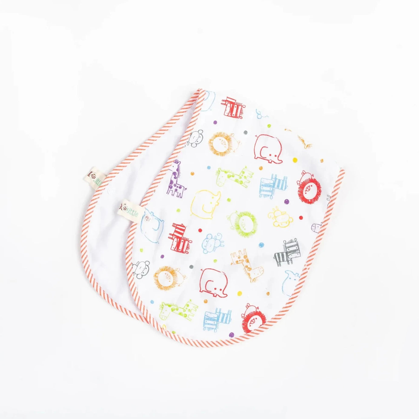 BeeLittle Organic Muslin Burpy Bib - Zoo Party | Ultra-Soft, Multi-Functional Bib and Burp Cloth | 58 cm x 23 cm