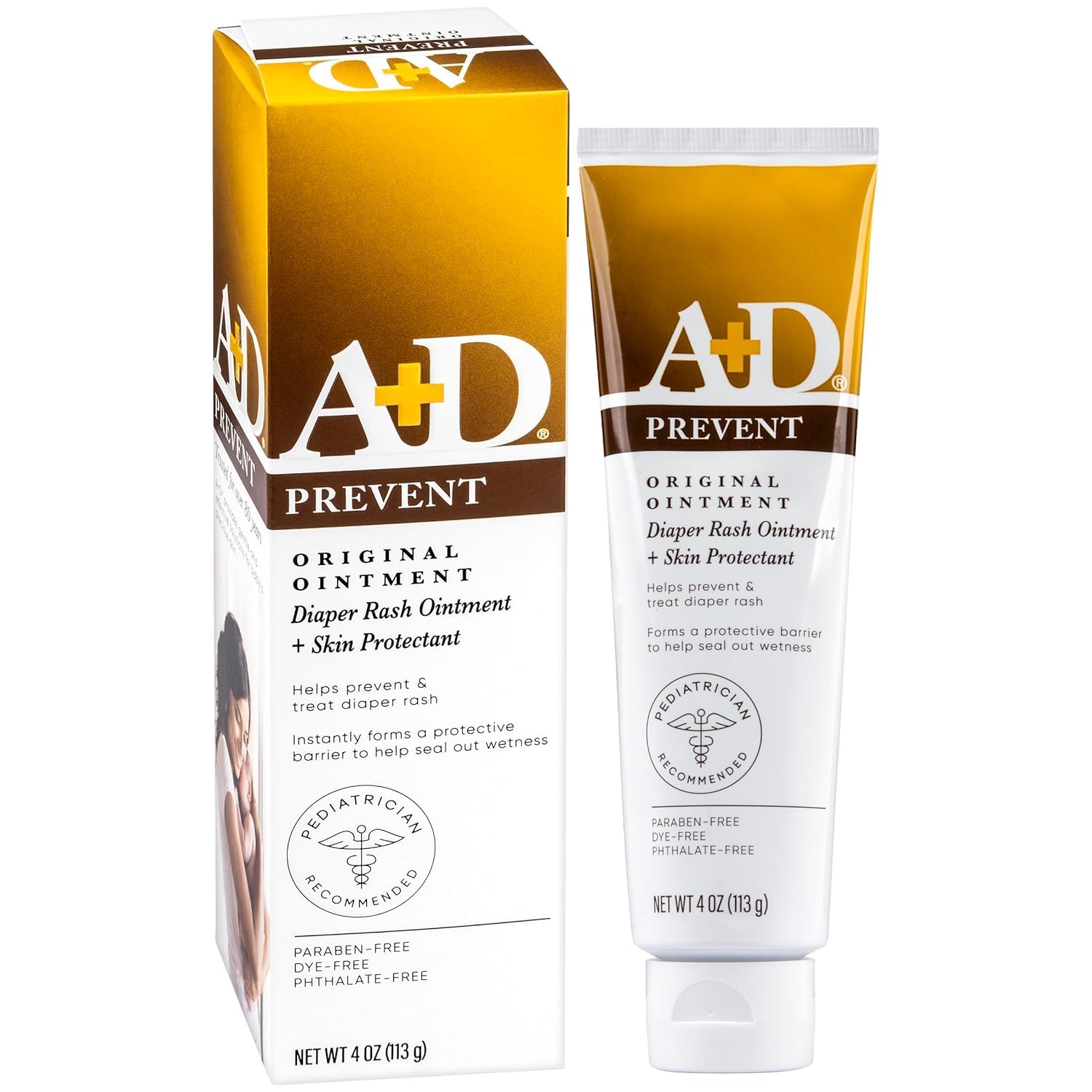 A+D Prevent Original Diaper Rash Ointment & Skin Protectant with Lanolin & Petrolatum – Prevents, Soothes & Moisturizes Baby Skin | 113g