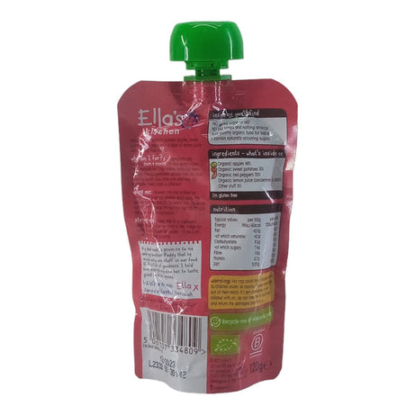 Ella’s Kitchen Apples, Sweet Potatoes & Peppers – Organic Super Smooth Puree for Babies 4+ Months – 120g – No Added Sugar, Salt, or Water – Just Yummy Organic Goodness