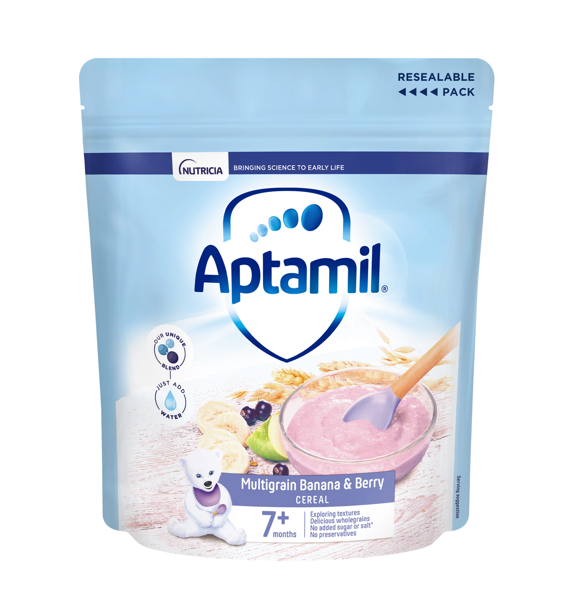 Nutricia Aptamil Multigrain Banana & Berry Cereal for Babies 7 Months & Above | 200g | Nutrient-Rich Breakfast Cereal for Healthy Growth