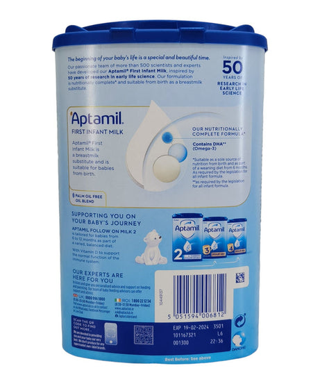 Aptamil First Infant Milk Stage 1 (0-6 Months) | 800g | Made in EU Ireland | Gentle Infant Formula for Healthy Growth - MINIMEE KIDS