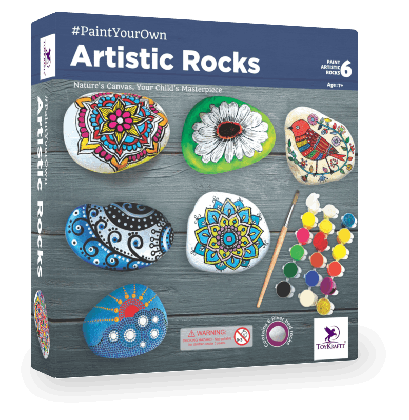 Toykraft #PaintYourOwn Artistic Rocks - DIY Rock Painting Kit for Ages 7+ | Create 6 Beautiful Painted Stones