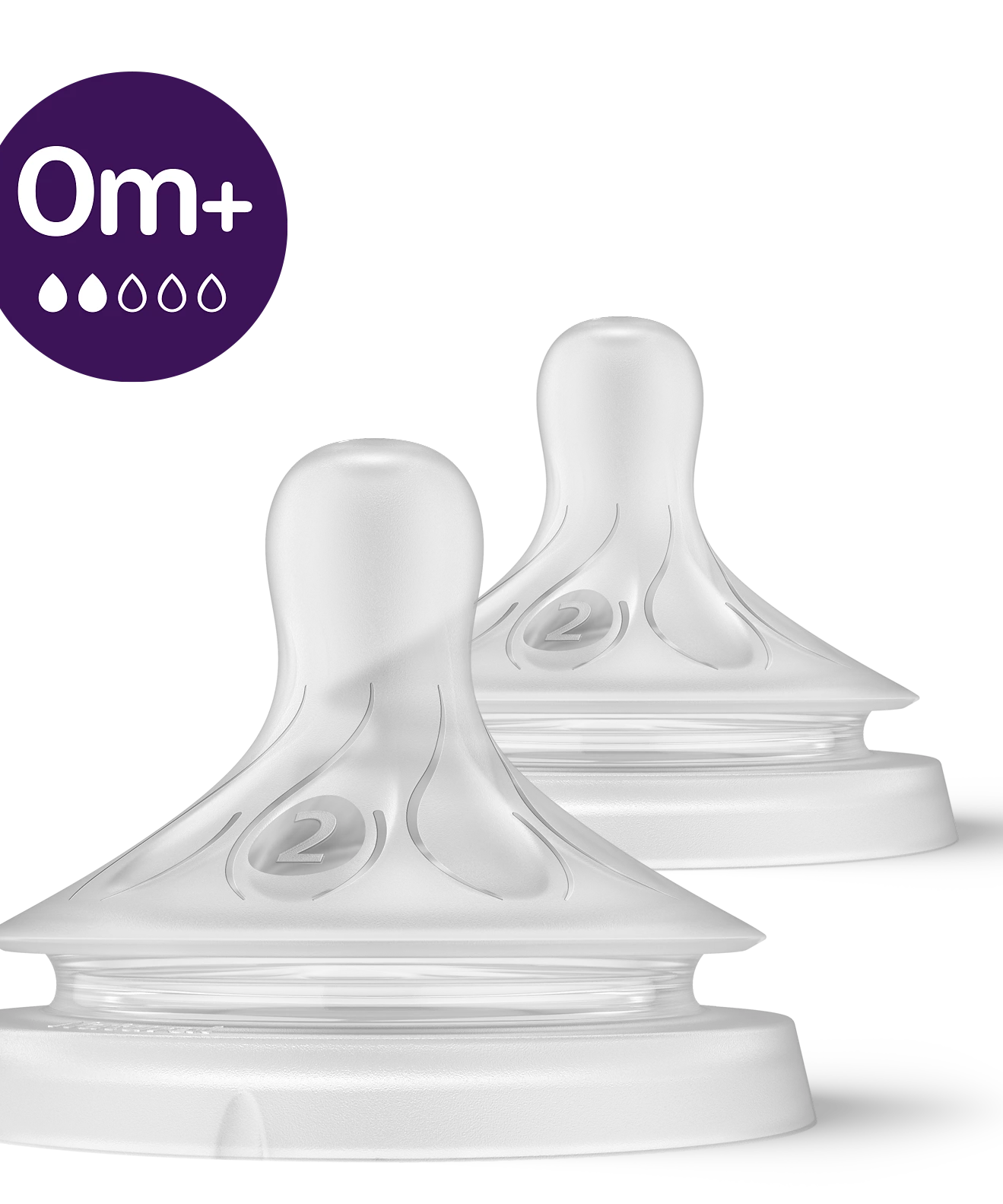 Philips Avent Natural Response Teat - Flow 2 (Slow Flow) | Pack of 2 | SCY962/02 - BPA-Free Anti-Colic Silicone Nipples for Newborns 0 Months+ | Works Like a Breast - MINIMEE KIDS