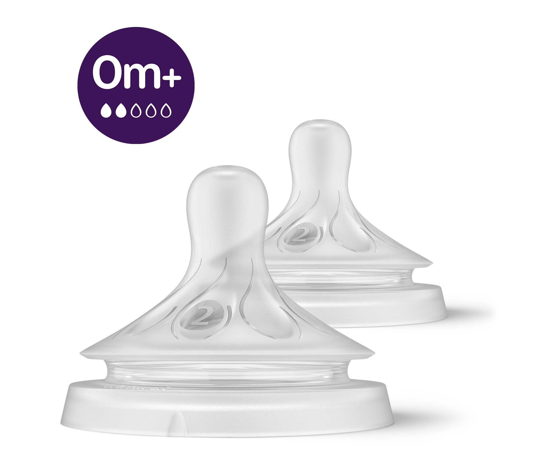 Philips Avent Natural Response Teat - Flow 2 (Slow Flow) | Pack of 2 | SCY962/02 - BPA-Free Anti-Colic Silicone Nipples for Newborns 0 Months+ | Works Like a Breast - MINIMEE KIDS