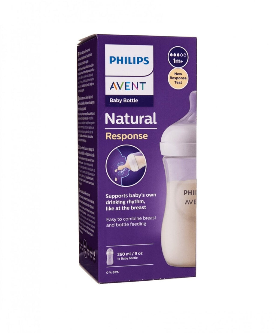 AVENT Philips Natural Response Baby Bottle - 260ml, BPA-Free Baby Milk Bottle for Newborns & Up, 1+ Months (Model SCY903/01) - MINIMEE KIDS