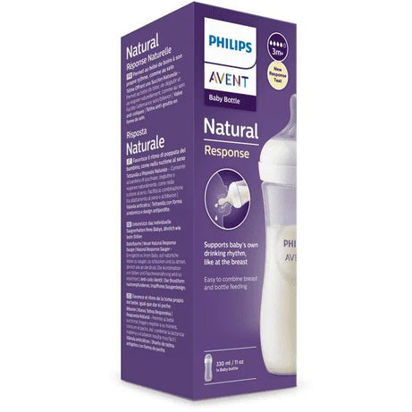 Philips Avent Natural Response Bottle with Teat for Breast & Bottle feeding to 3+ Months - 330ml