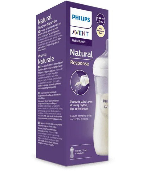 Philips Avent Natural Response Bottle with Teat for Breast & Bottle feeding to 3+ Months - 330ml - MINIMEE KIDS