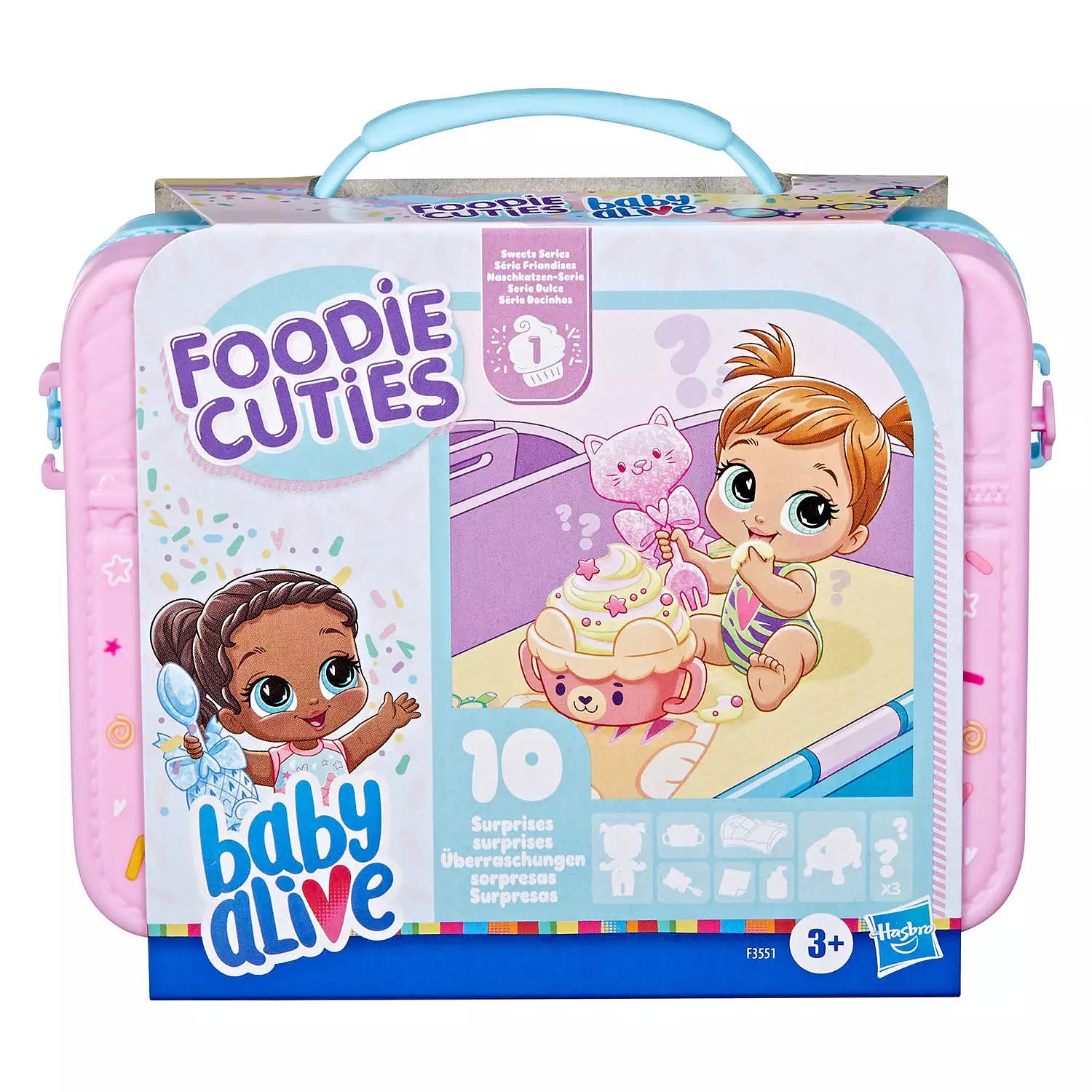 Hasbro Baby Alive Foodie Cuties, Sweets Series 1 - 3-Inch Doll with 10 Surprises, Lunchbox-Style Case, Portable Playset for Kids Ages 3+