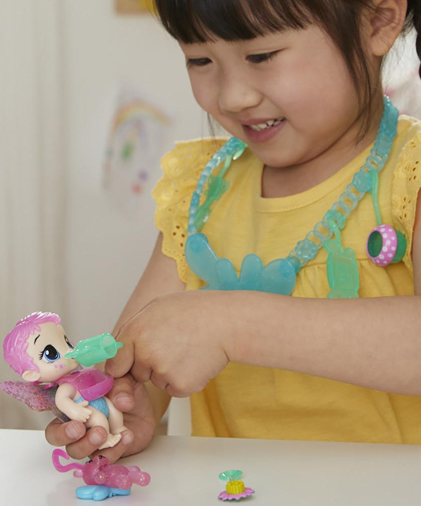 Hasbro Baby Alive Glo Pixies Minis Carry ‘n Care Necklace - Sugar Sprinkle Pixie Doll, 3.75-Inch Toy with Charm Necklace & Doll Carrier for Kids Ages 3+