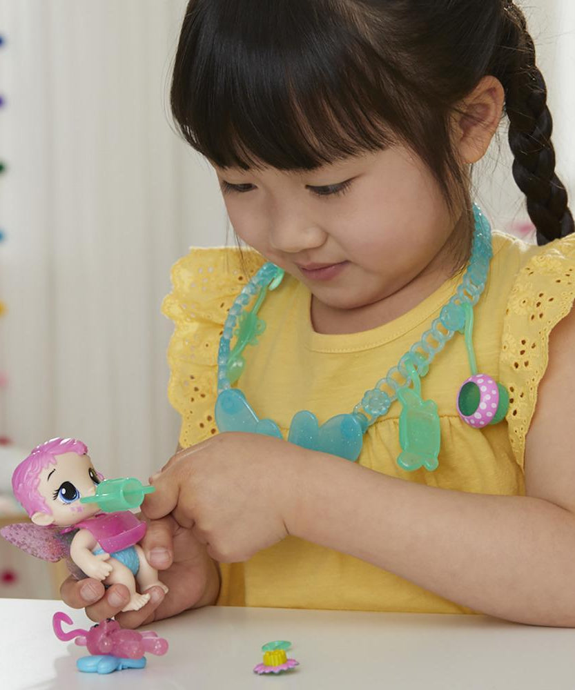 Hasbro Baby Alive Glo Pixies Minis Carry ‘n Care Necklace - Sugar Sprinkle Pixie Doll, 3.75-Inch Toy with Charm Necklace & Doll Carrier for Kids Ages 3+