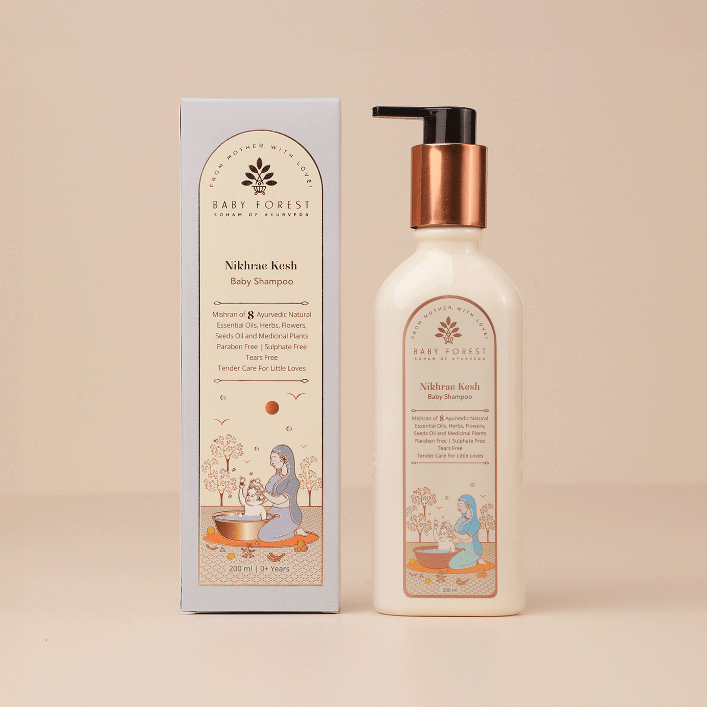 Baby Forest Nikhrae Kesh Ayurvedic Baby Shampoo – 200ml | Natural Cleanser with Neem, Aloe Vera & Hibiscus | Sulphate-Free & Tear-Free for Infants