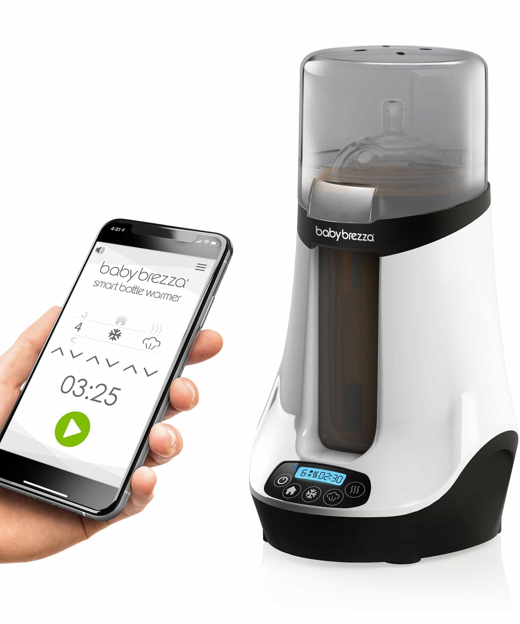 Baby Brezza Sterilizer Safe+ Smart Baby Bottle Warmer with Bluetooth - Birth to 36 Months - MINIMEE KIDS