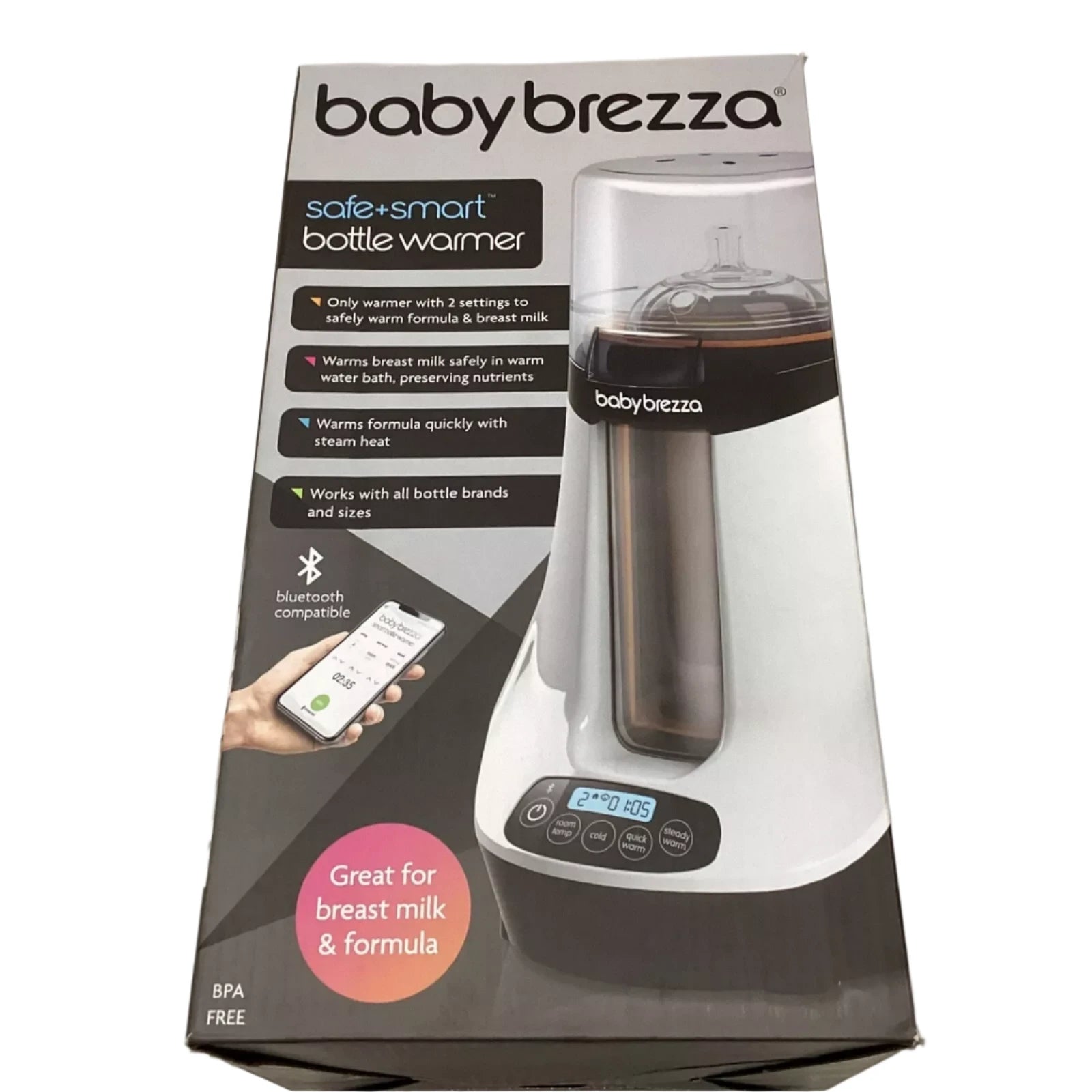 Baby Brezza Sterilizer Safe+ Smart Baby Bottle Warmer with Bluetooth - Birth to 36 Months - MINIMEE KIDS