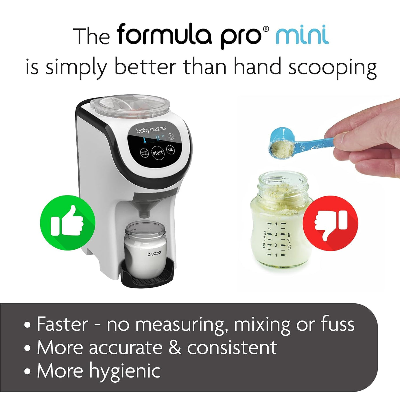 Baby Brezza Formula Pro Mini - Automatic Formula Maker for Quick and Easy Bottle Preparation | Compact, BPA-Free, and Adjustable Sizes