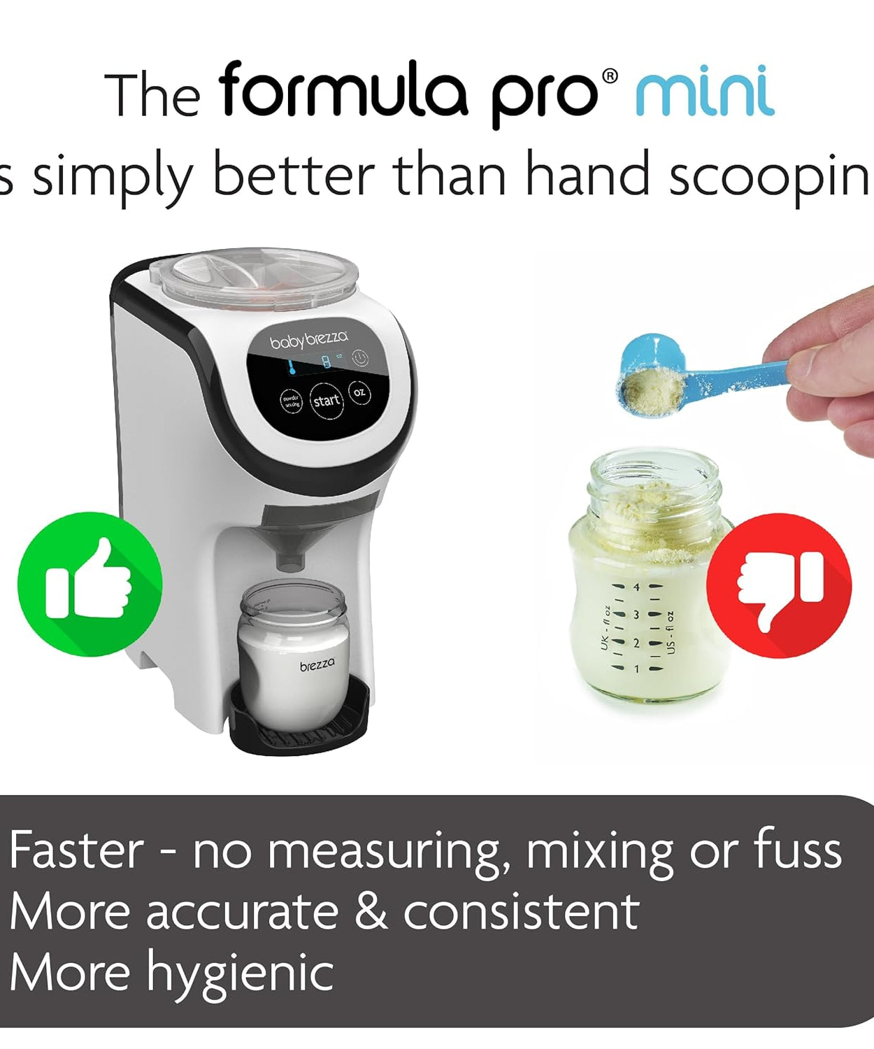 Baby Brezza Formula Pro Mini - Compact Automatic Baby Formula Maker | Space-Saving Instant Mixing & Heating Station for Perfect Bottles | 2-10oz Capacity & BPA-Free - MINIMEE KIDS