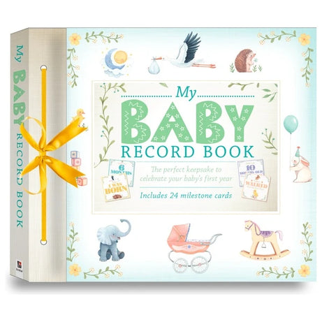 Hinkler My Baby Record Book with 24 Milestone Cards | Gender-Neutral Keepsake Memory Book with Photo Space & Nursery Rhymes | Baby’s First Year Tracker Gift