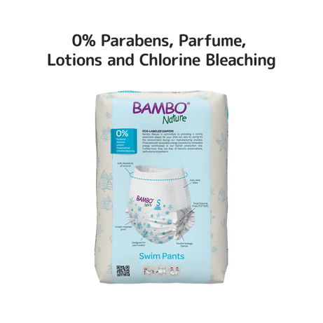 Bambo Nature Eco-Friendly Baby Swim Pants Diapers – Sizes S (7–12 kg) & M (12+ kg) | Soft, Leak-Proof Disposable Swim Diapers for Sensitive Skin | Certified Non-Toxic, Tear-Away Sides | 12 Count Pack for Pool & Beach Fun